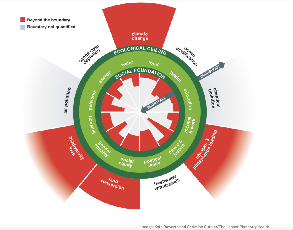 Ecological ceiling and social foundation infographic